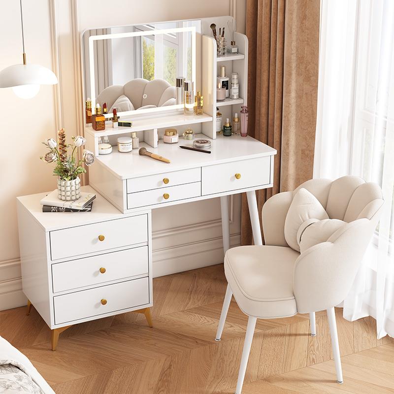 法式梳妆台卧室现代简约小户型化妆桌镜子书桌斗柜一体新款化妆台