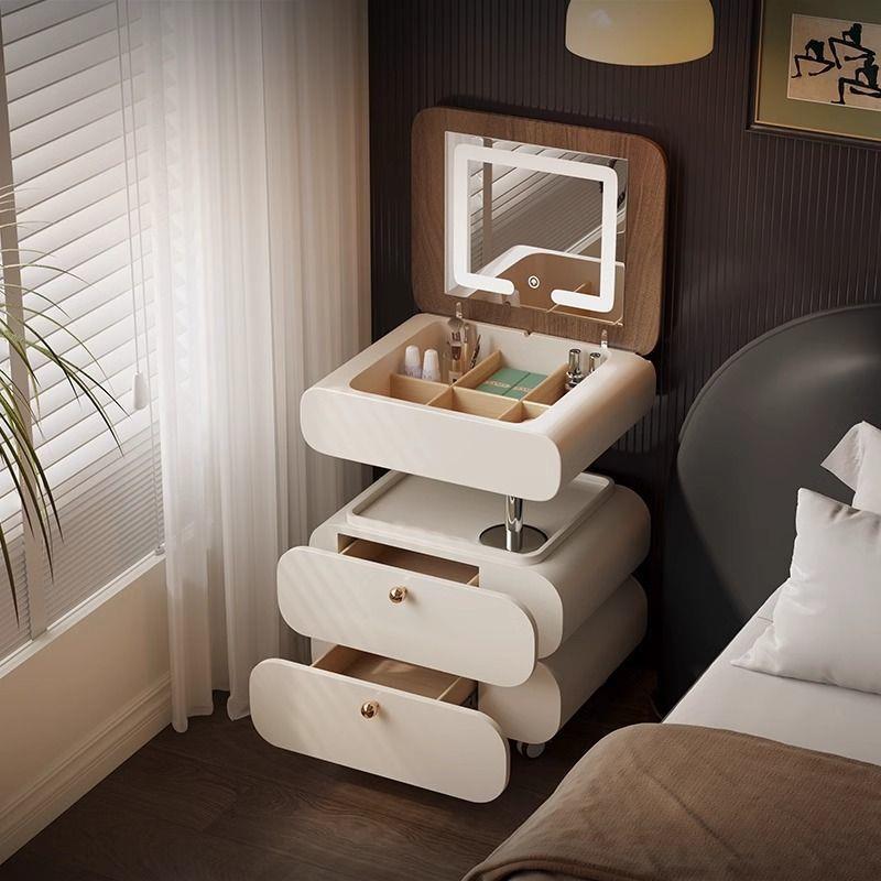 翻盖实木梳妆台小型现代卧室可移动升降小户型迷你化妆桌化妆镜