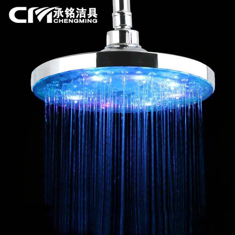 led淋浴花洒8寸塑料顶喷 led shower 彩色发光温控花洒淋浴喷头