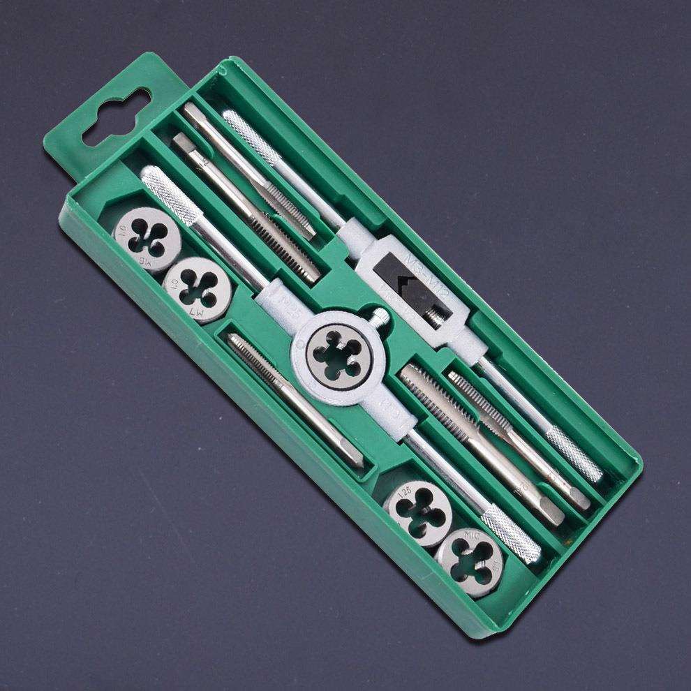 得威斯丝锥板牙套装 12件套公制合金工具钢攻丝组合 五金丝攻绞手