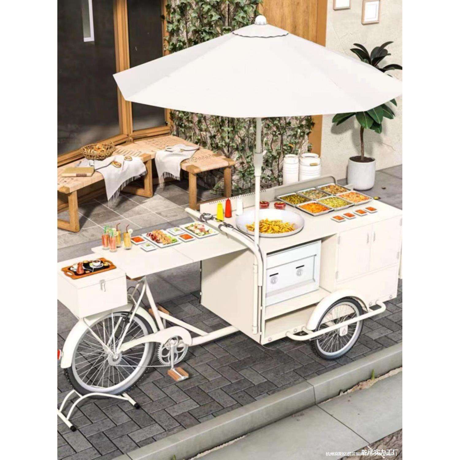 置手推移动网铁艺可小吃糯米红摊车物夜市糯米饭折叠小推车餐车手