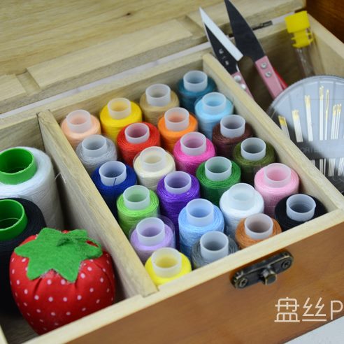 香樟木实木针线套装盘古典缝纫线缝丝风包邮木盒针线针线盒手家用