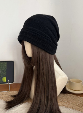 【下单立减50】秋冬新款韩版堆堆帽子女条纹款秋冬包头帽月子Y32