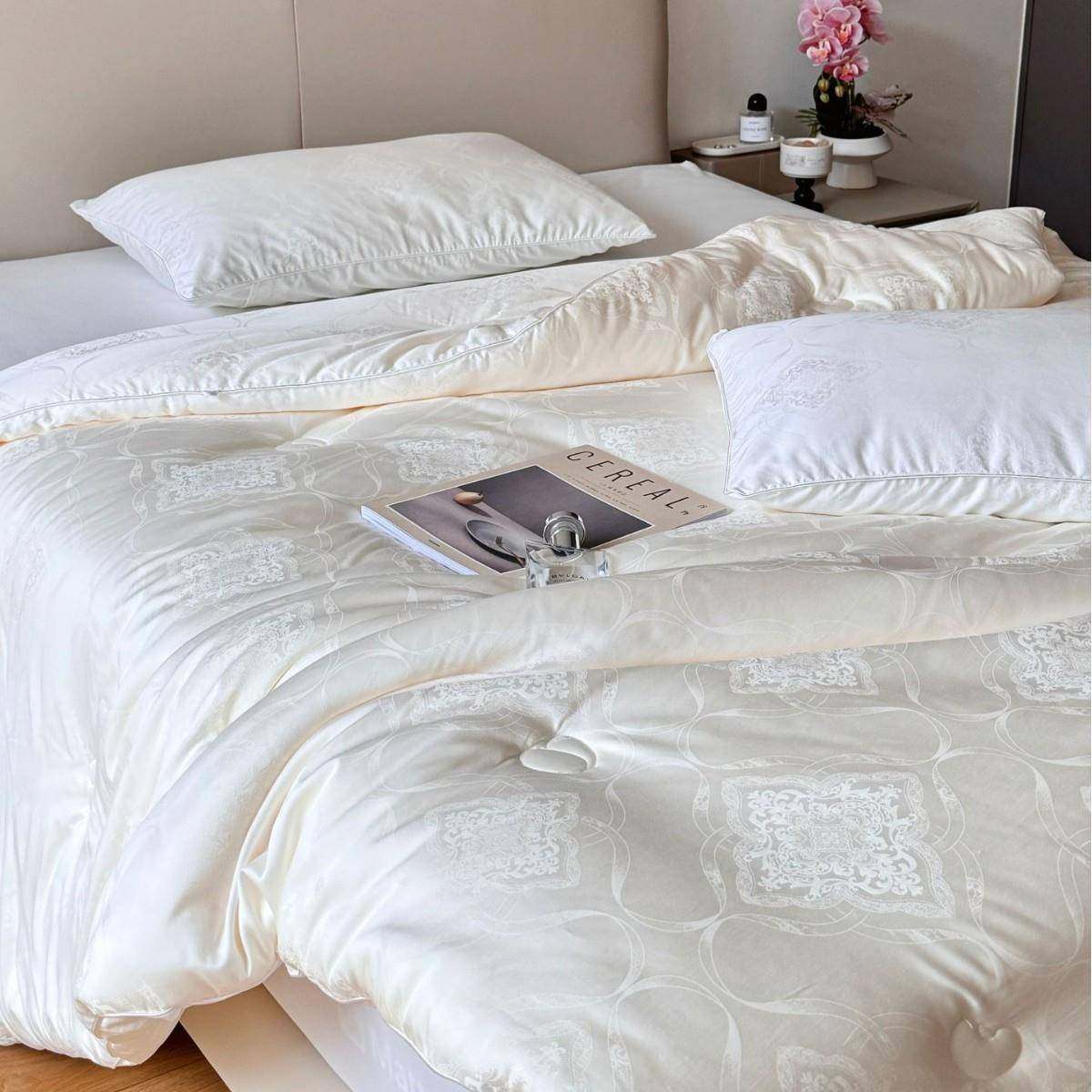 高端轻奢感升级版蚕丝大豆养生被天丝棉提花春秋被被芯加厚冬被