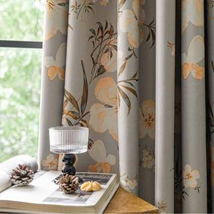 1pc新款 饰穿杆窗帘 黑金向阳花遮光布家用遮光隔热加厚客厅卧室装