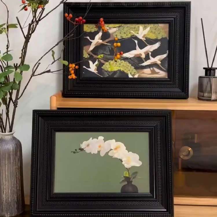 《蝴蝶兰》中古风装饰画轻法式复古客厅玄关餐厅挂画卧室床头壁画图片