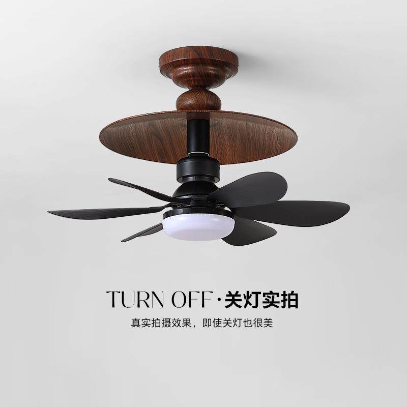风扇灯法式复古静音高级新款餐厅小型电扇一体吊扇灯卧室家用