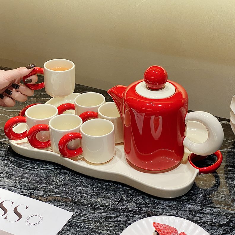 套装陶瓷水杯茶杯喝水杯待客冷水壶创意送礼乔迁家用杯具ins客厅