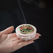茶盘珍创意小香炉高级薰香香薰炉袖 室内炉迷你莲花陶瓷家用摆件小
