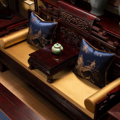 高端红木沙发坐垫套罩新中式罗汉床垫子防滑实木家具飘窗垫定制