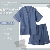 棉睡衣男温泉洗浴女服足浴汗蒸服中心高档按摩泉桑拿苎麻服汤洗浴