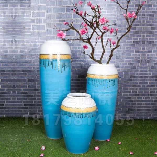 包邮室内花钵陶罐售楼部装饰高陶瓶别墅陶瓷落地大花瓶三件套组合,家居饰品,花瓶,淘宝优惠券,粉丝福利购,淘宝优惠卷