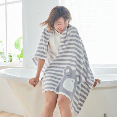 长纯棉浴巾可爱三件套家用洗澡加厚吸水卡通巾柔软不掉毛加大毛巾