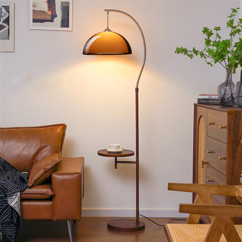 中古风落地灯客厅沙发旁置u物架一体卧室床头柜高级感氛围立式台