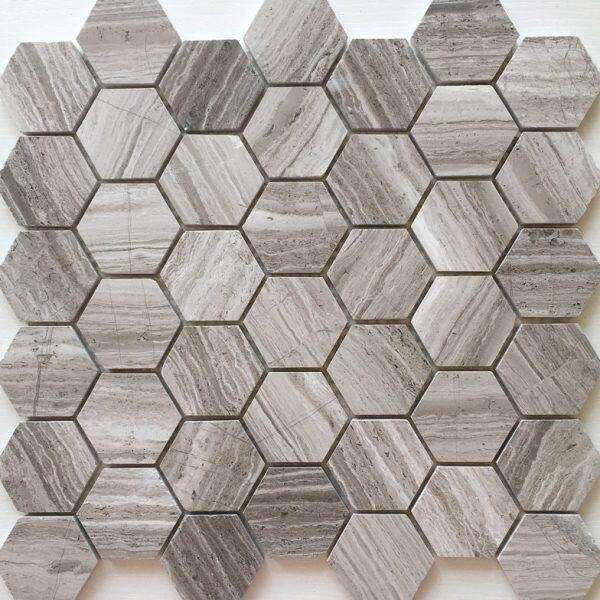 阳台地砖石材马赛克墙贴卫生间六灰色形天然大理石灰木浴室纹边