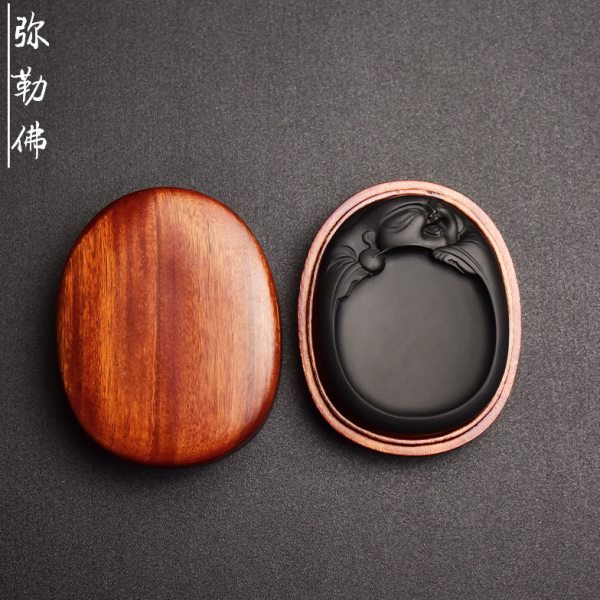 中国歙砚精品弥勒佛黑龙潭原石砚台珍藏收藏品四大名坑老坑原石砚