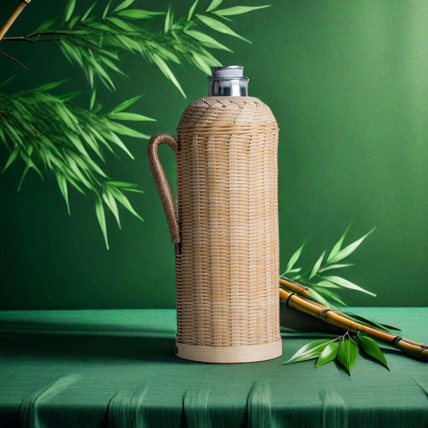 梦之桥手工编织竹编热水瓶家用壶