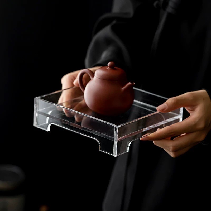 亚克力 养壶壶承 有机玻璃小茶盘茶托盘干泡茶台 茶具收纳展示架