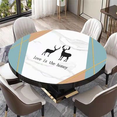 圆桌桌布防水防油pvc软玻璃简约现代不透明可折叠圆形餐桌布盖布