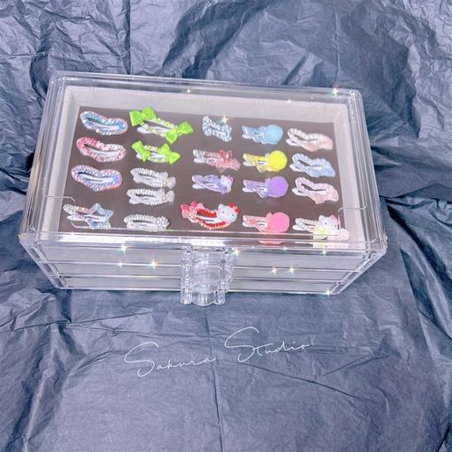 亚克力磁吸宠物发夹收纳抽屉三层五层透明防尘发饰整理