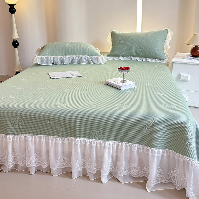 A类中分子PE冰岛赋能凉席三件套床单蕾丝床裙水洗机洗裸睡空调席