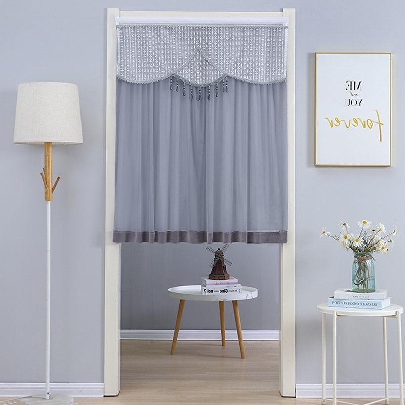 免打孔蕾丝半帘厨房商用短帘加密夏季防蚊门帘卧室客厅隔断帘家用