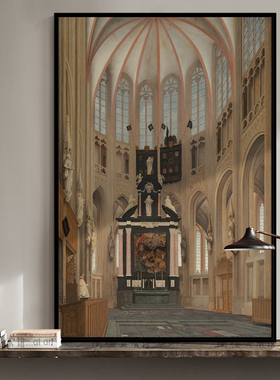 圣约翰大教堂建筑风景小r众艺术装饰画新古典酒店民宿书房玄关挂