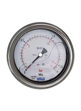 wika不锈钢压力表轴向充油耐震全钢304横装YNBF100Z 1.6MPa 16bar