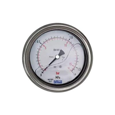 wika不锈钢压力表轴向充油耐震全钢304横装YNBF100Z 1.6MPa 16bar