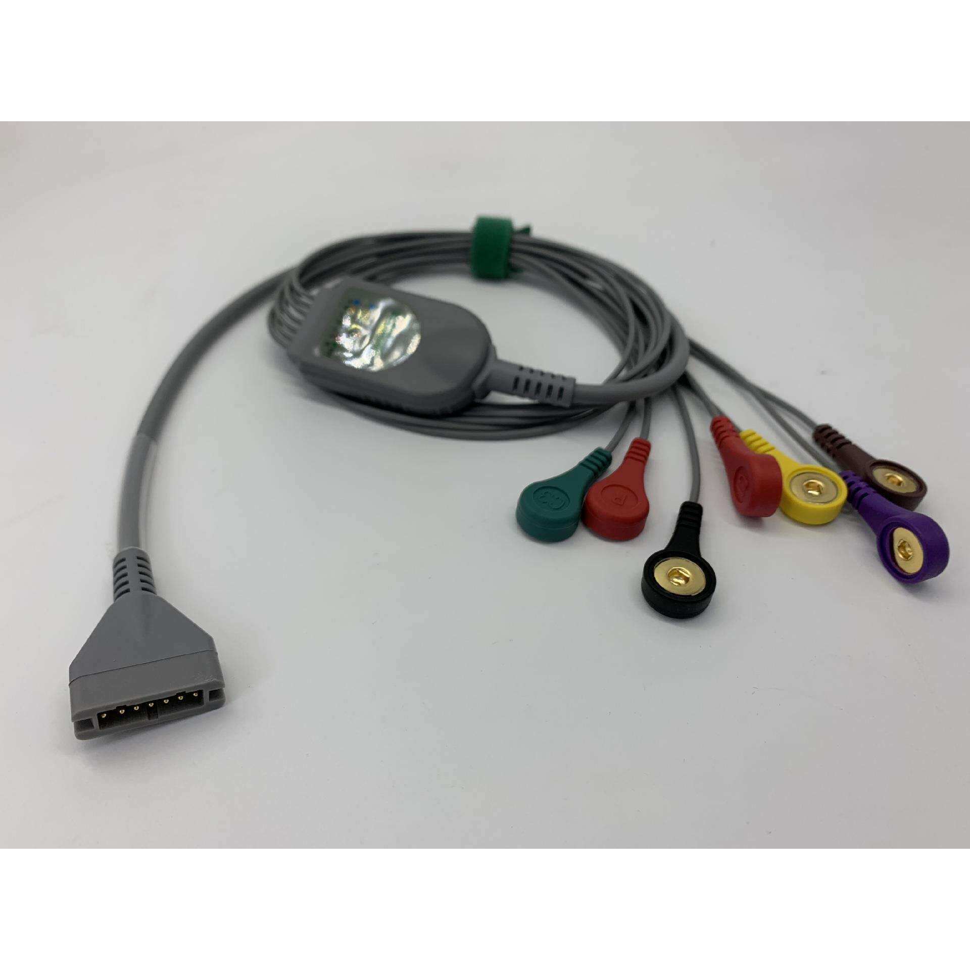 兼容博迪克监护仪动态心电导联线扣式心电图机导联线