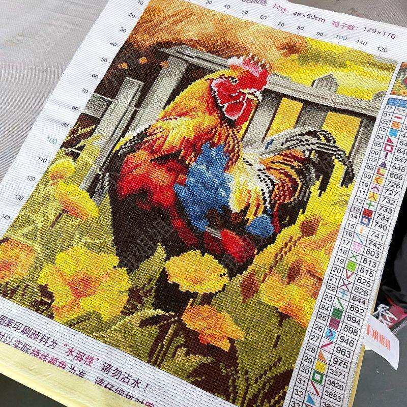 富贵大吉十字绣成品不带框纯手工出售已绣好的2025新款客厅大公鸡