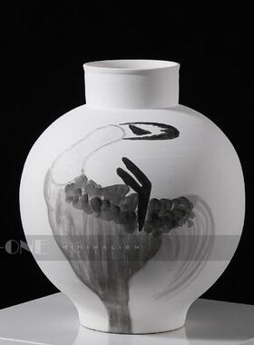 匠十三 现代新中式陶瓷水墨花瓶样板房间别墅软装饰品