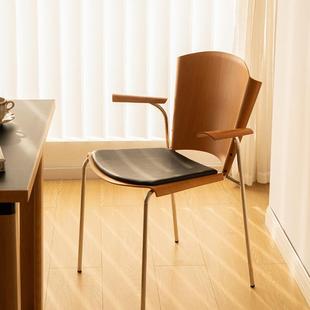 余弦家具复古设计师餐椅家用不锈钢餐桌椅中古风客厅创意靠背椅子