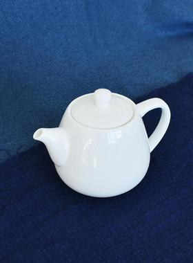 茶壶450ml骨瓷中式白色泡茶单壶家用轻奢唐山纯白商用素胎短嘴