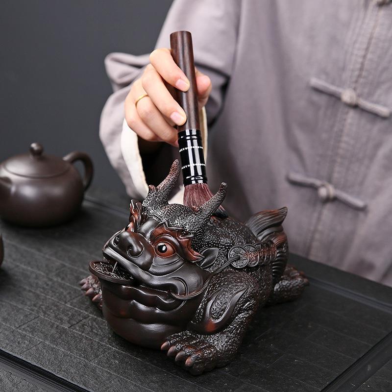 手工大号紫陶金蟾茶宠摆件精品可养茶玩茶桌茶盘蟾蜍装饰茶具配件