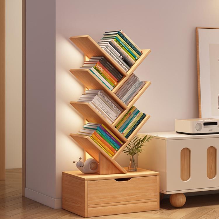 树形书架现代简约家用多层置物架落地一体收纳架创意新款简易书柜