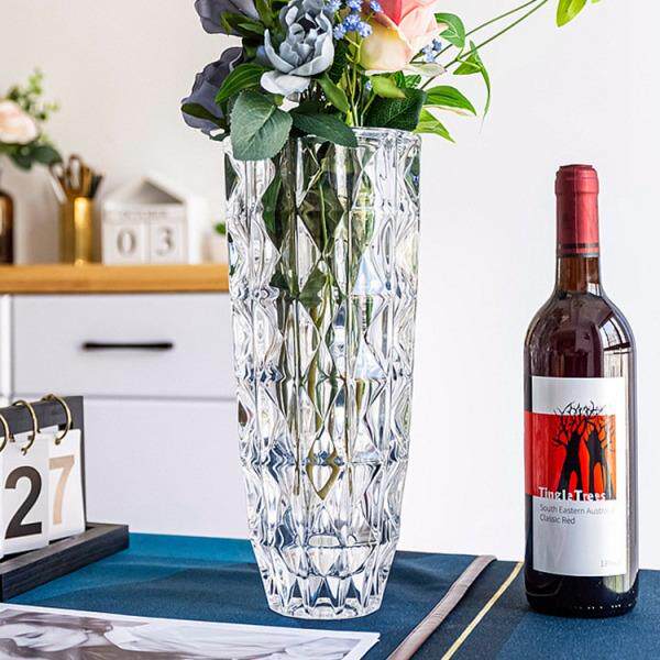 北欧客厅透明水晶玻璃花瓶创意百合花瓶玫瑰花假花大花瓶家用摆件
