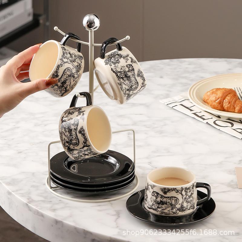 陶瓷咖啡杯碟套装高档精致女轻奢高颜值设计感下午茶杯子