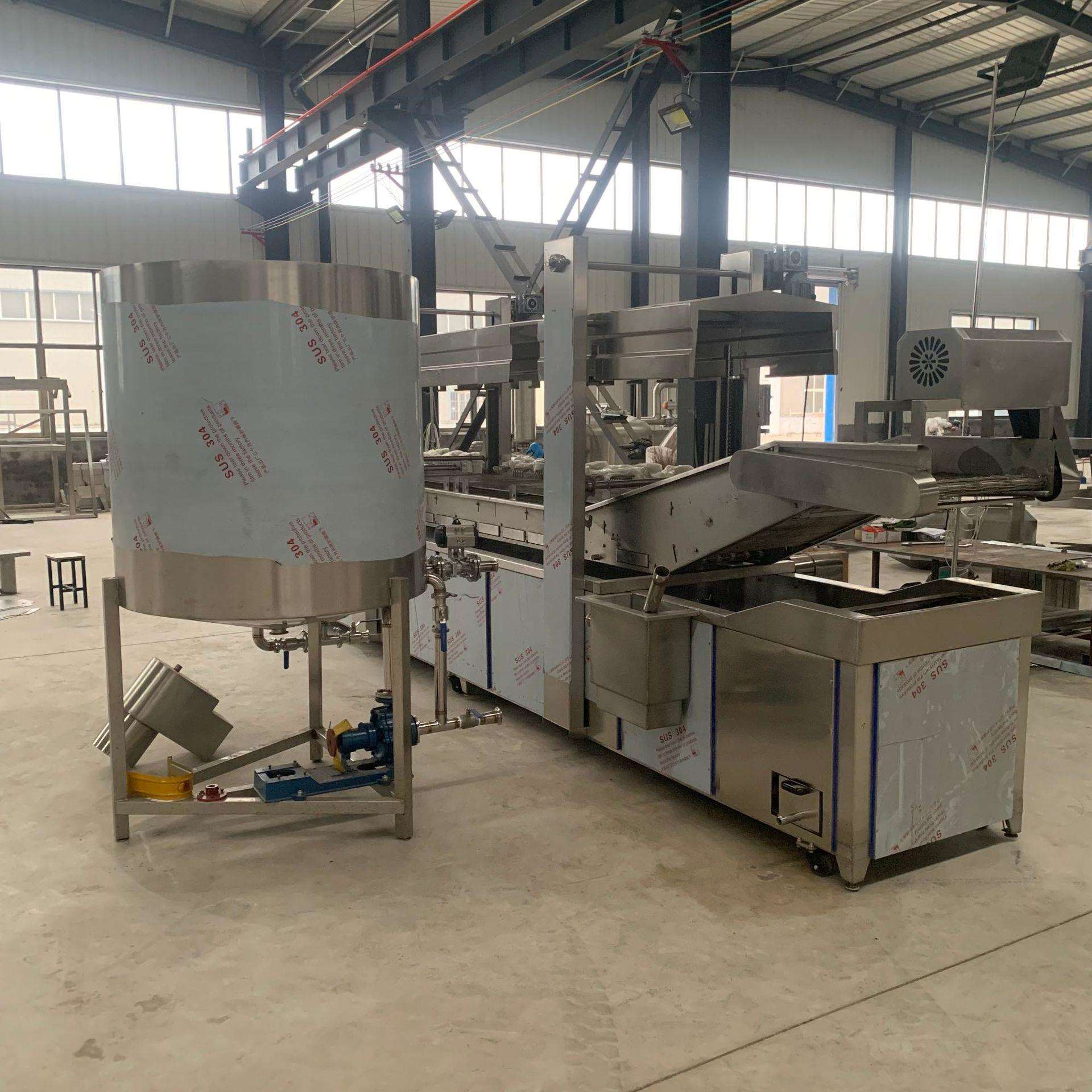 电加热全自动豆泡油炸机 连续式豆泡油炸线 炸豆腐泡油炸机生产线