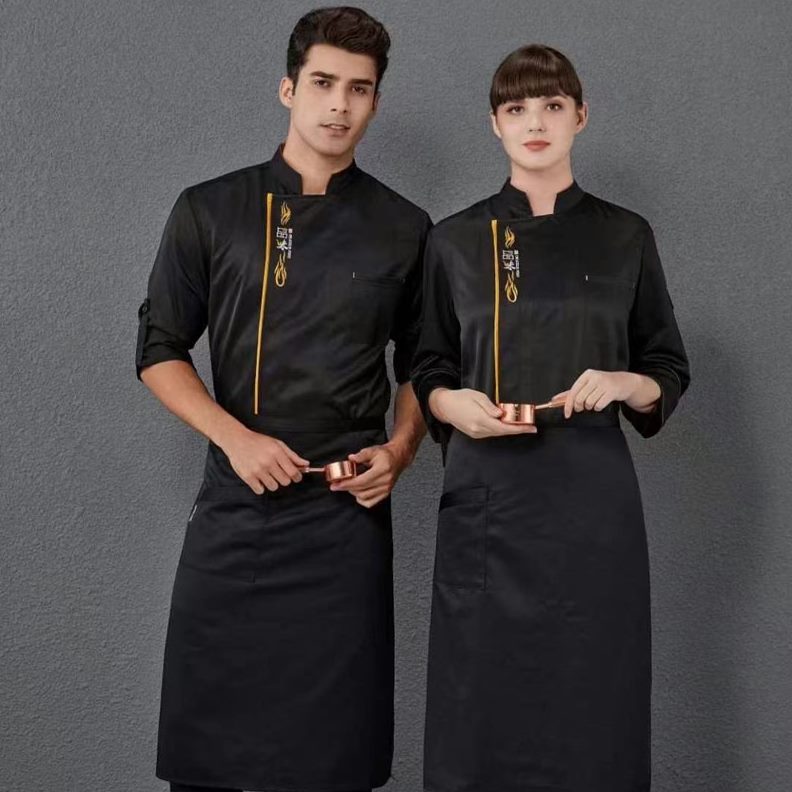 厨师服长袖餐饮透气厨房饭店秋季工装制服厨师工作服酒店新款定制