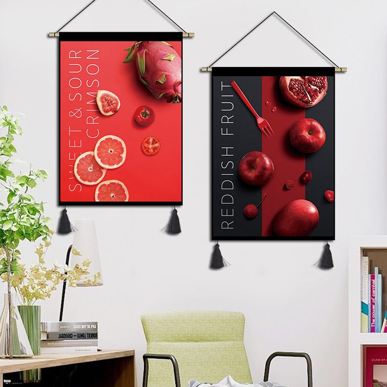画挂画化吧餐厅装饰画面店装修布艺水果美超市遮挡饭店挂毯蔬菜水图片