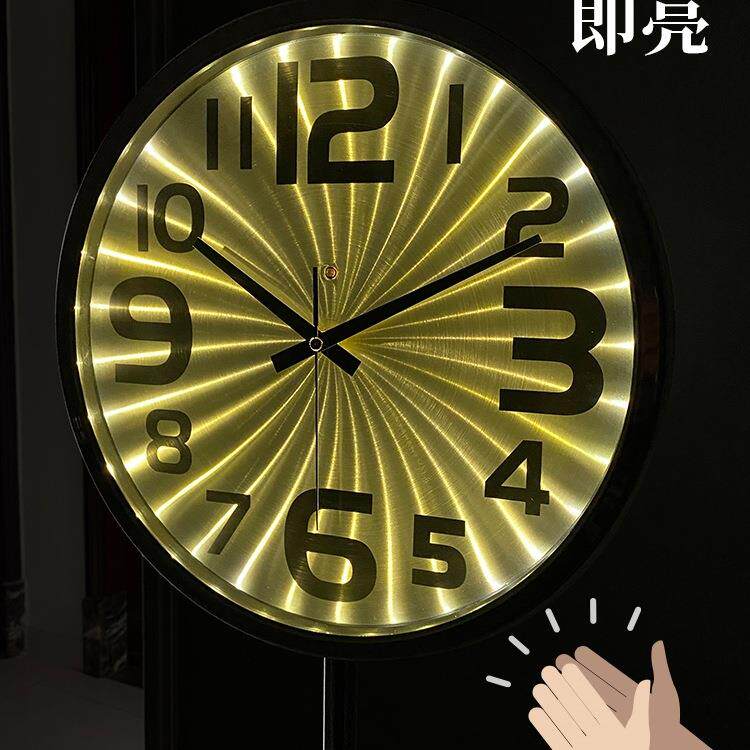 14英寸落地钟创意客厅 智能声控夜光立式钟静音站地钟金属钟