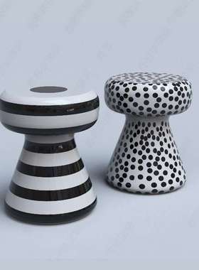 玻璃钢花园小凳子GERVASONI户外圆凳INOUT44条纹斑点创意欧美茶几