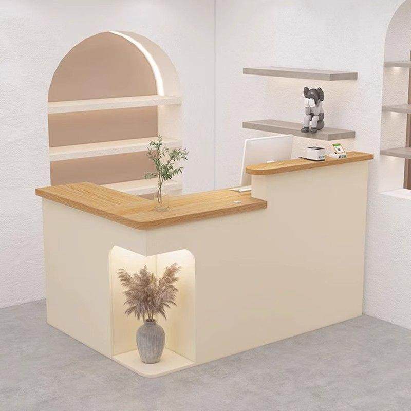 转角吧台收银台院女服装店型拐角前台柜台小型前台桌接待台人造板