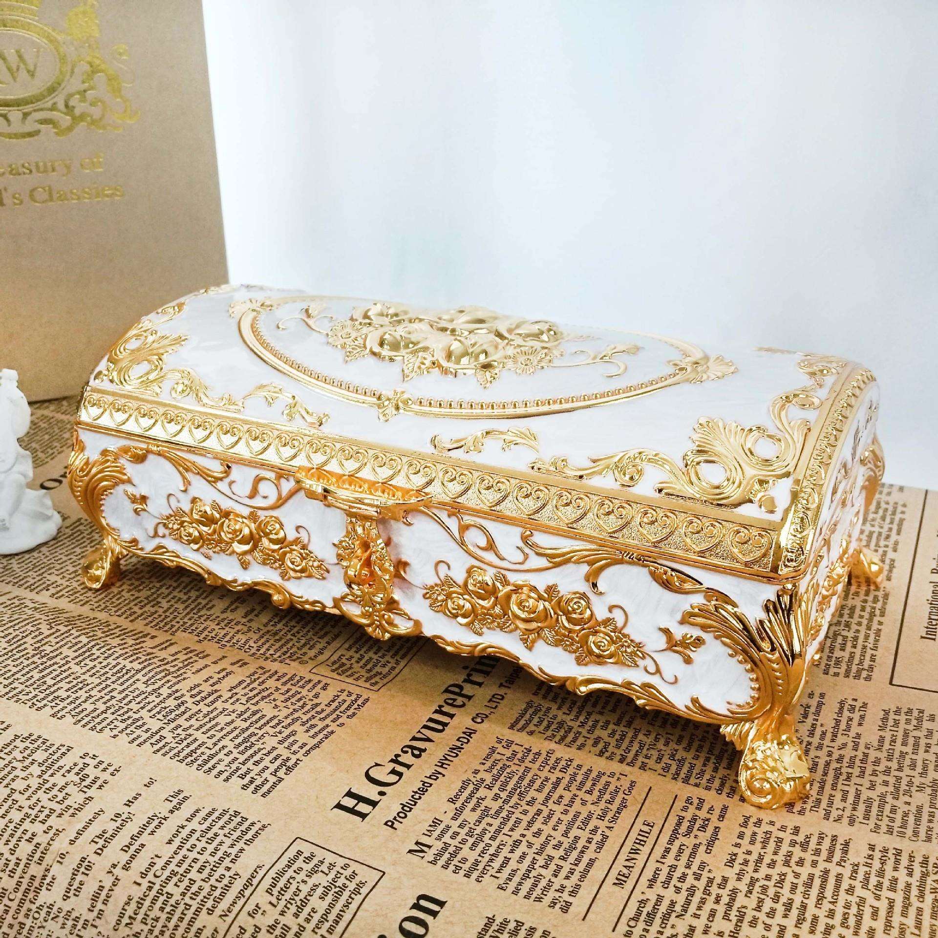 欧式精美首饰盒高档家具复古收纳盒经典珠宝盒饰品创意奢华首饰箱