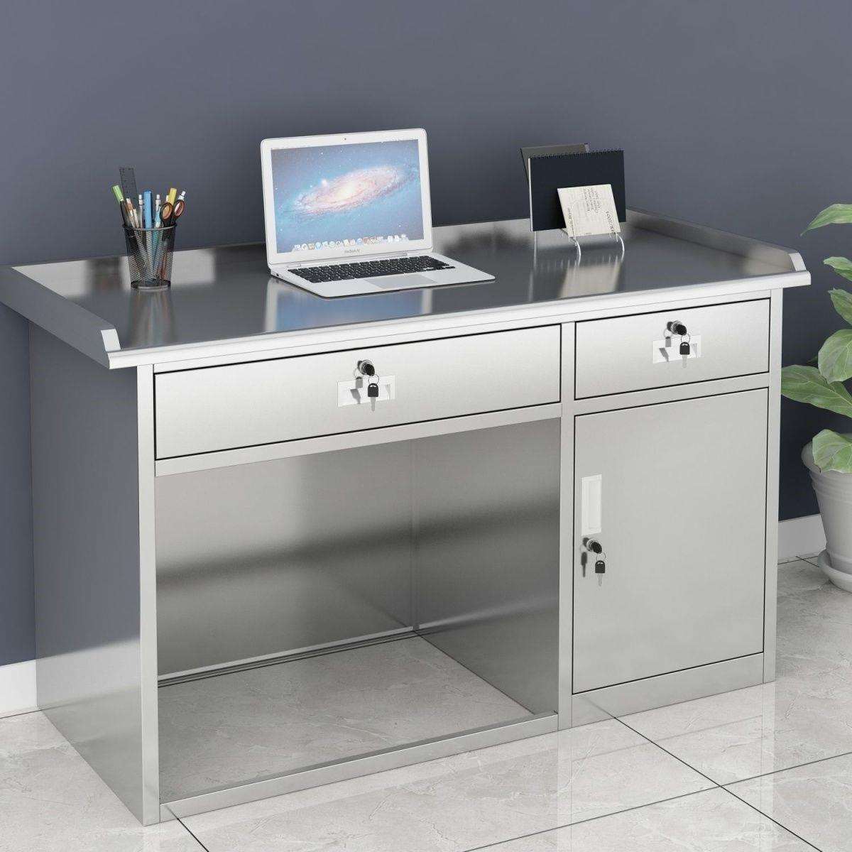 304不锈钢办公桌电脑桌实验室工作台车间均可用操作台不锈钢桌