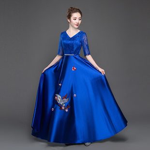 迷合唱团大气长裙端庄装魅大合唱演出服女士晚会主持人礼服舞台服