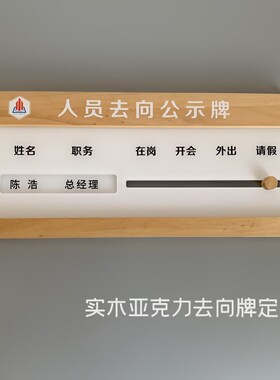 新款实木亚克力工作人员去向牌z公司门牌办公室去向牌状态牌科室