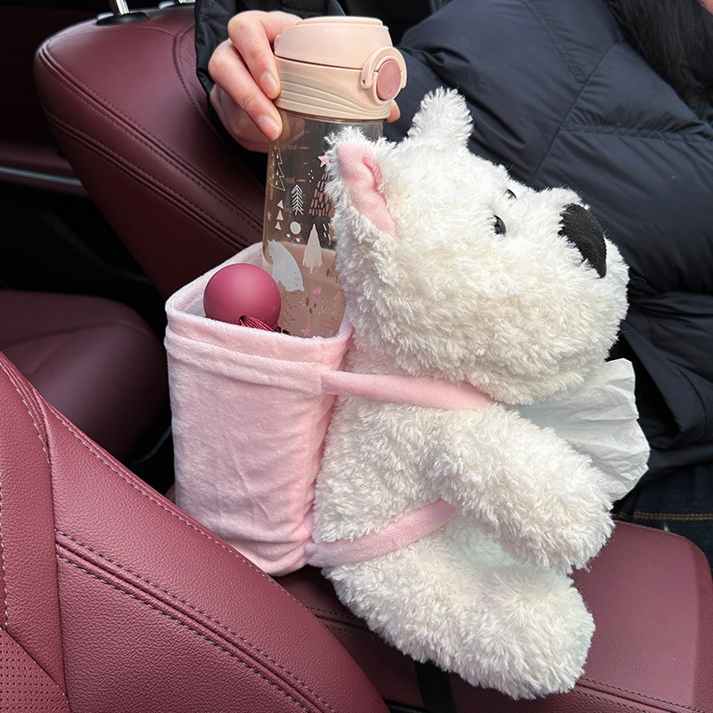 车载垃圾桶汽车内用垃圾盒可爱西高地车上雨伞收纳桶扶手箱