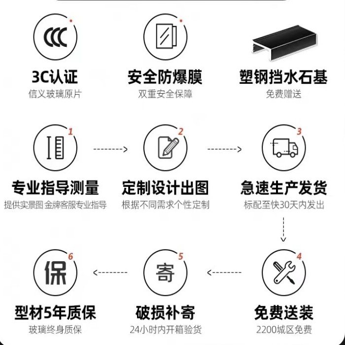 极简无框淋浴房浴室一字型玻璃门干湿分离卫生间家用洗澡隔断屏风